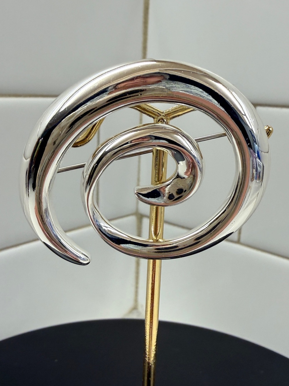 Napier Polished Silver Spiral Statement Brooch